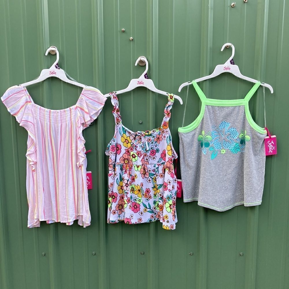 Justice Girl's Ruffle Strap Flowy, Knit Lace Up Babydoll & Bandana Top 16 XLP